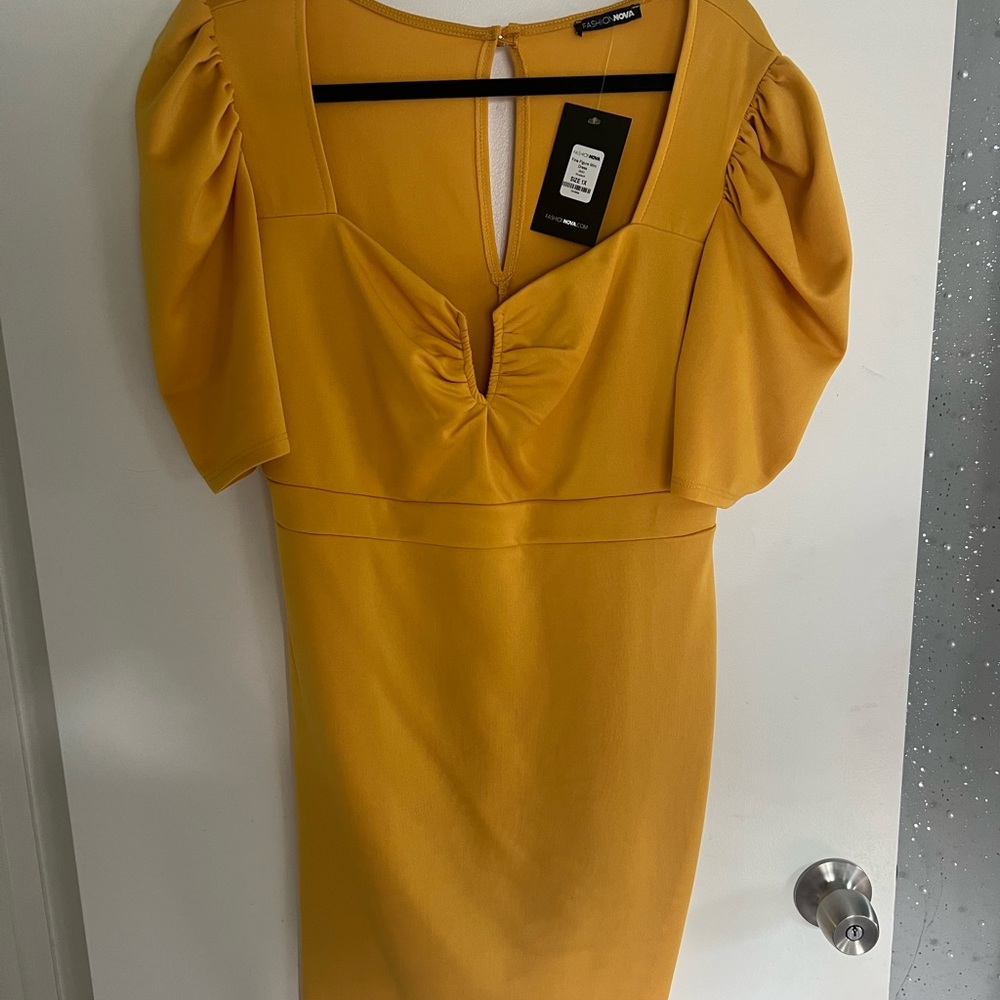 Fashion Nova Elegant Mustard Yellow Dress, New w/Tags
